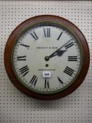 A CIRCULAR DIAL OAK CASED WALL CLOCK by Knight & Son, Northampton, single fusee movement with