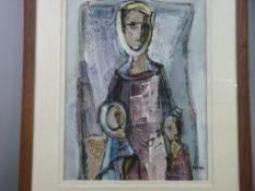 TADEUSZ WAS (Polish, b. 1912, now of Crewe, Cheshire) mixed media - study of a female figure,