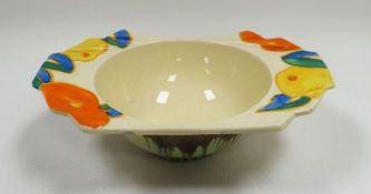 CLARICE CLIFF 'DELICIA CITRUS' GRAPEFRUIT DISH, 17cms long