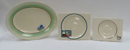 TWO CLARICE CLIFF BIARRITZ SANDWICH PLATES & PLATTER