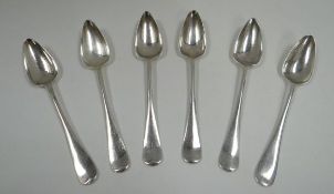 SIX LOOSE SILVER TEA-SPOONS, 6.2ozs