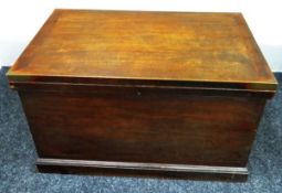 A WELL CONSTRUCTED CAMPAIGN-STYLE SEA-CHEST with brass mounting to the hinged lid
