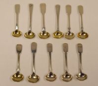 ELEVEN ENGLISH SILVER MUSTARD SPOONS, 4.4ozs