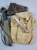 A HALLMARKED SILVER CIGAR TUBE with modern military memorabilia to include a captured Iraqi