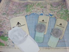A 1940'S AIR MAP FOR MARSEILLE and three aviation hand held computers, manufactured by the London