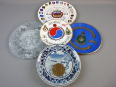 A DELFT COMMEMORATIVE DISH to Group Captain Seymour Lucas with fifty year bronze medallion along