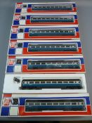 MODEL RAILWAY - Jouef 00 gauge coaches, 5751 x 3, 5752 x 3 and 5753 buffet car, boxed, unused