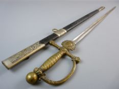 A RARE CIRCA 1900 IMPERIAL GERMAN RAILWAY OFFICER'S SWORD, brass hilt with globe pommel and