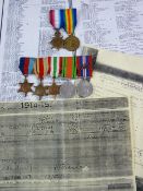 MEDALS - A WWI PAIR AND A WWII GROUP OF FIVE with MID oak leaf, 1914-15 Star and Victory medal to