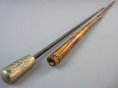 A BAMBOO SWORD STICK with regimental top, emblem marked for 'The King's Own Scottish Borderers',
