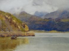 GEORGE COCKRAM watercolour - estuary scene with figures in a boat, signed and entitled to original