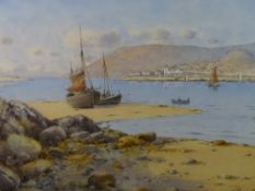 WARREN WILLIAMS ARCA watercolour - beached boats near Marine Walk, Conwy, opposite Deganwy showing