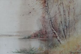 ALBERT PROCTOR watercolours, a trio - landscapes, one with village and figures, each signed, 25 x