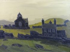 SIR KYFFIN WILLIAMS RA oil on canvas - an early morning sunrise over Llanrhwydrus church near