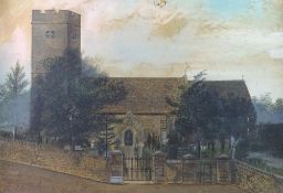 OBEDIAH HODGES oils on board, a trio - historical scenes - Chepstow Castle, Ystrad Mynach Church and