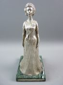 A HALLMARKED SILVER STATUE OF HRH QUEEN ELIZABETH II, limited edition (66/100), by MSF Ltd, London