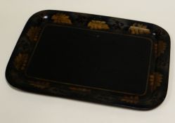 AN AUTUMN LEAF PAINTED METAL TRAY