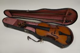 A LATE NINETEENTH CENTURY ALFRED MORITZ VIOLIN bearing label with maker's monogram and 'Copy of