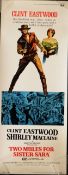 THREE ORIGINAL INSERT / FILM POSTERS starring Clint Eastwood, printed on heavy card, 'TWO MULES