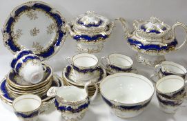 A VICTORIAN TWENTY-EIGHT PIECE GRAINGER WORCESTER TEA-SERVICE in elaborate blue and gilt