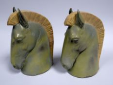 A PAIR OF LLADRO HORSE HEAD BOOK ENDS BY SALVADO FURIO, circa 1970s/80s, 24cms high