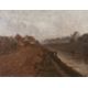Robert Haag, Landschaft mit Kanal Häuser an begradigtem Gewässer in weiter flacher Landschaft - Bild 1 aus 4