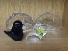 Collection of glass paper weights to include 3 roy