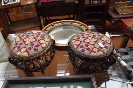 Pair of footstools, dated 1965