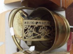 Assorted brassware to include, bed warmer, coal bu
