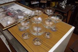 Nine Babycham glasses