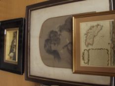 Framed portrait, framed diorama and framed map pri