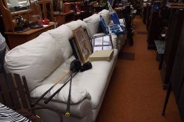 Three piece leather suite, settee and two reclinin