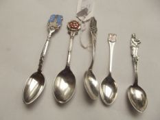 5 silver souvenir spoons