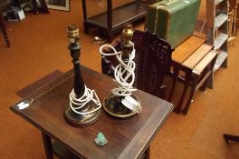 Pair of converted Jappaned finish table lamps