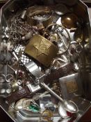 Assorted costume jewellery, belt buckles etc
