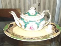 Grosvenor teapot together with a Myott meat plate