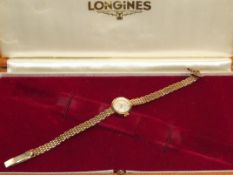 Longines ladies wristwatch with 9ct yellow gold c