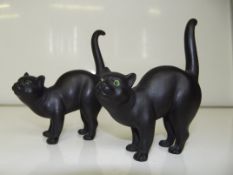 Pair of Wedgwood basalt black cats, modelled with