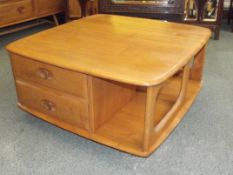 Ercol 'Pandora's Box' coffee table in light elm, w