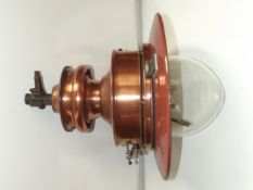 Sugg copper railway platform lamp with enamel 'Mex
