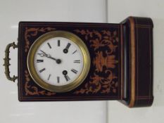 19th century French marquetry inlaid mantel clock