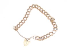 9ct gold bracelet with heart shaped lock and safet