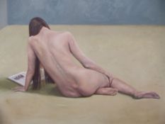 Aln Cownie (1927-) oil on canvas, reclining female