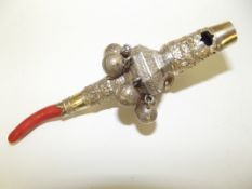 George III silver baby's rattle, foliate and flora