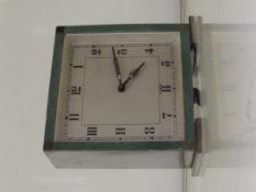 An art deco British made chromed mantle clock 11cm