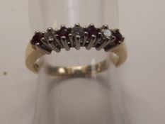 9ct yellow gold ring with 3 round brilliant cut di