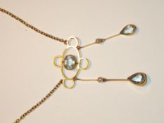 9ct gold chain with a Art Nouveau pendant. Pendant