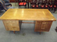 Retro twin pedestal writing desk by Morris of Glas