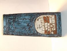 A Troika pottery Coffin vase, incised absract decoration, initialled EW, height 17cm