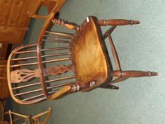 19th century ash framed Windsor chair on turned su
